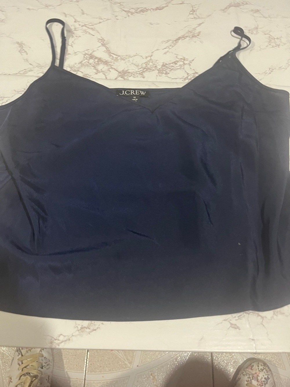 J. Crew Navy Satin Spaghetti-Strap Camisole size L